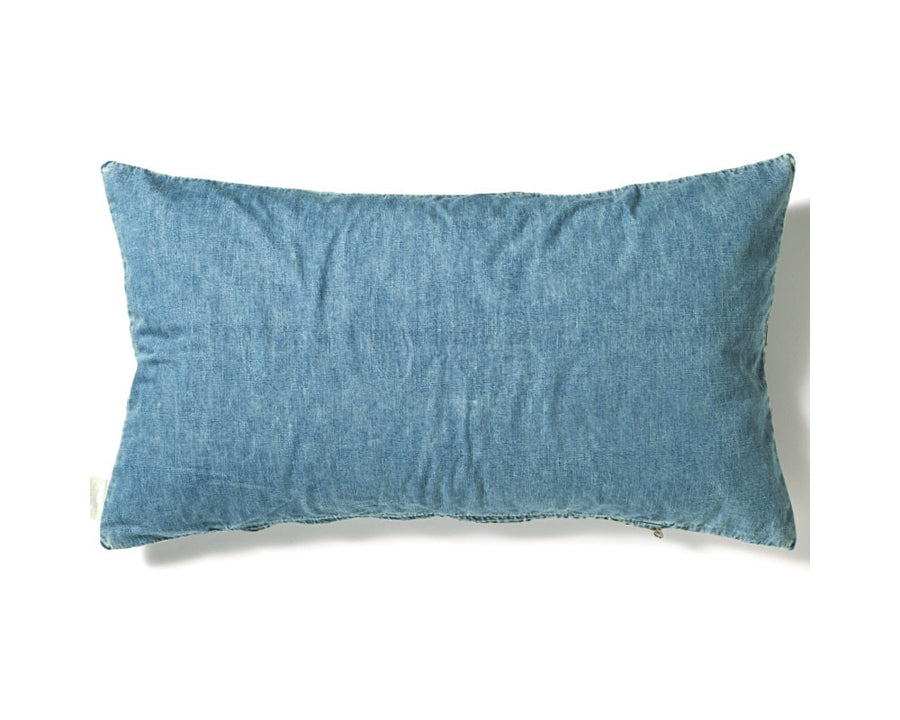 Grandad Check Long Feather Cushion Denim ロングフェザークッション デニム
