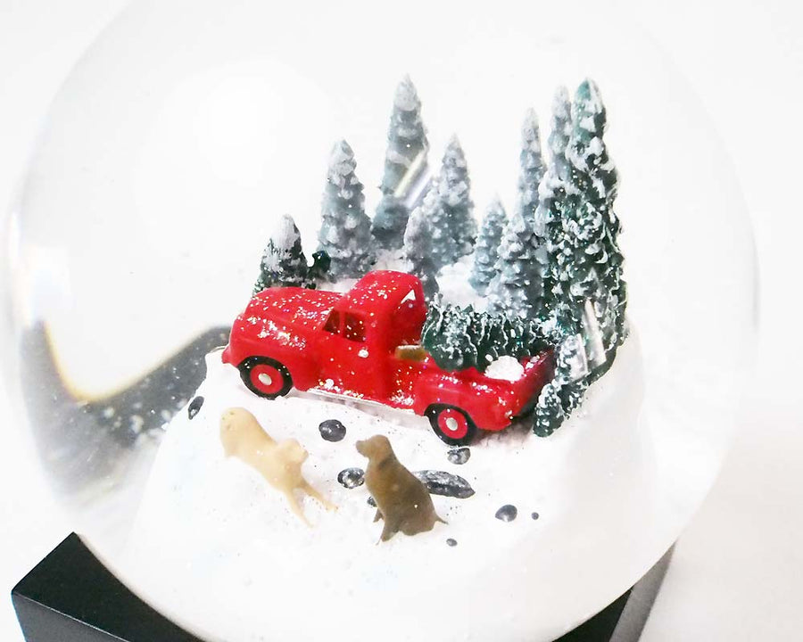 Snow Dome Red Truck with Dog クールスノーグローブス