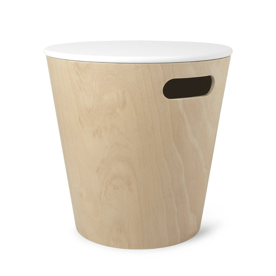 Woodrow Storage Stool, White, Natural