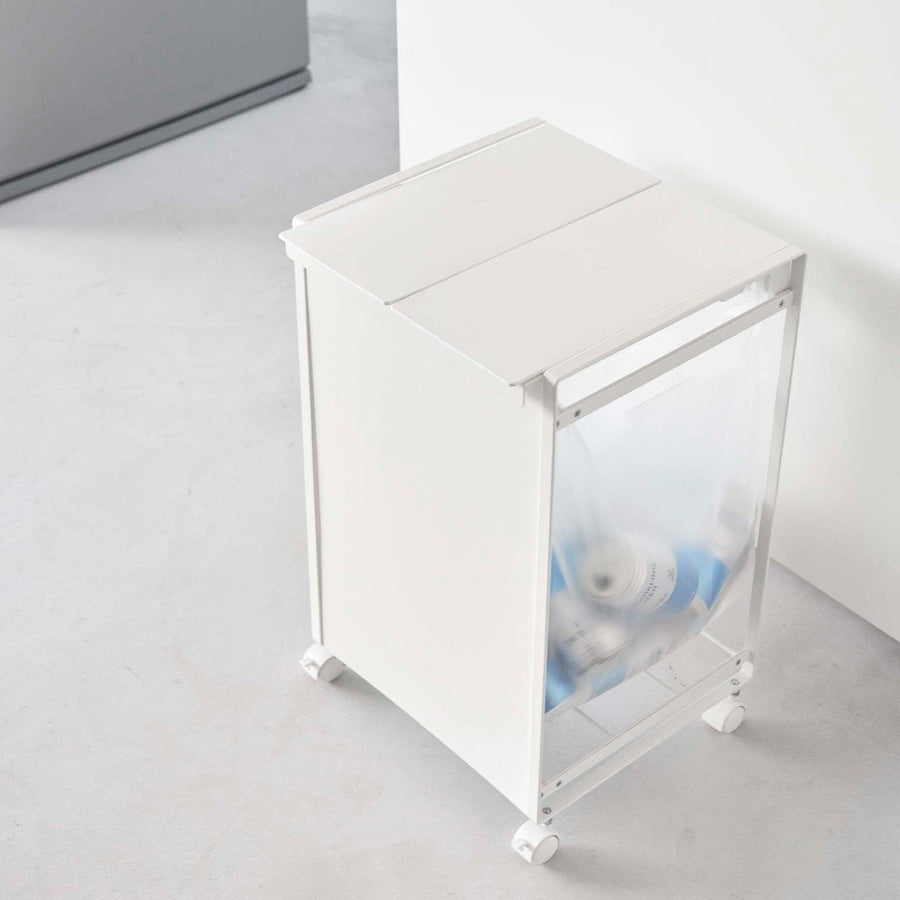 Tower lidded blindfolded trash cart with 2 compartments