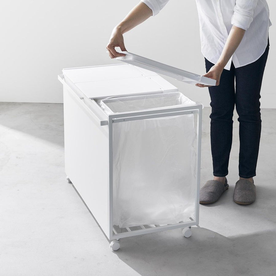 Tower 45L lidded, privacy-protected trash cart with 3 compartments