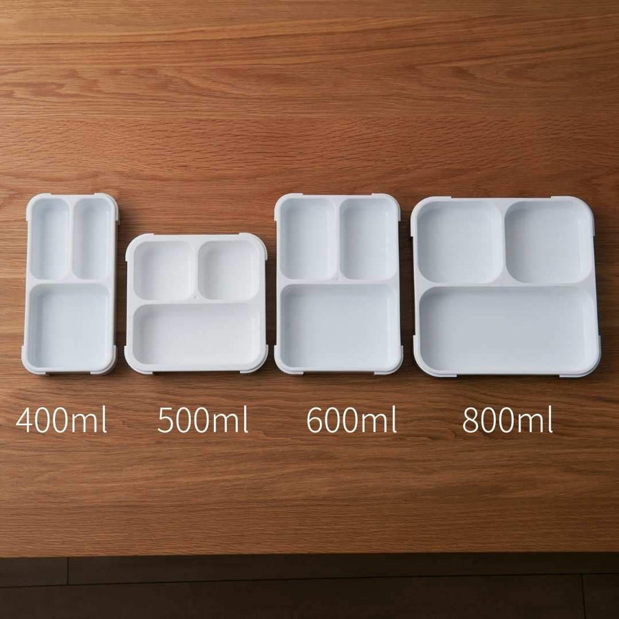 FOODMAN Antibacterial Slim Bento Box (400ml), Case, and Chopsticks (3-Piece Set) Light Gray
