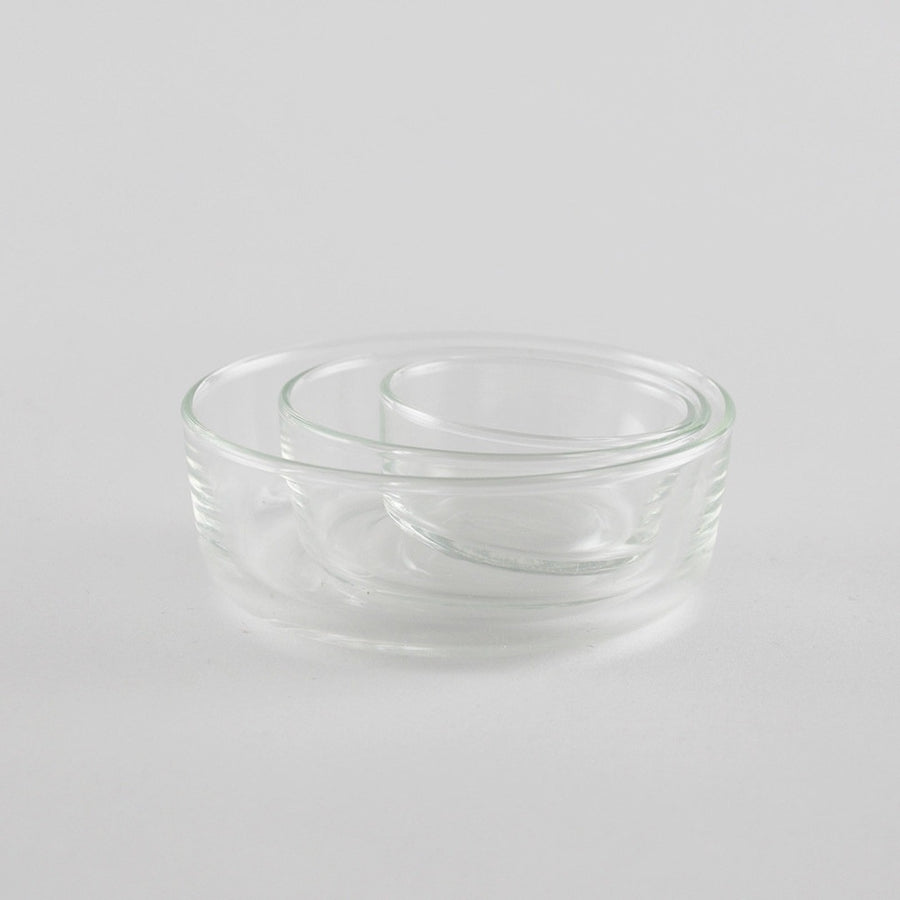 Set of 3 stackable crown glass condiment dishes