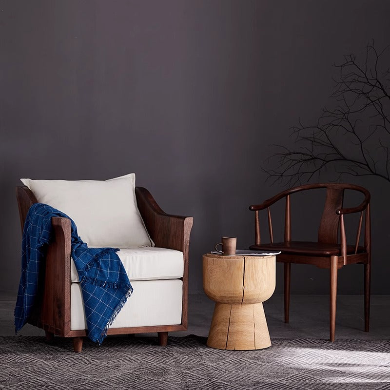 1-seater wooden arm sofa