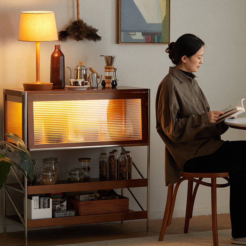 Boxwood mixed-material display cabinet
