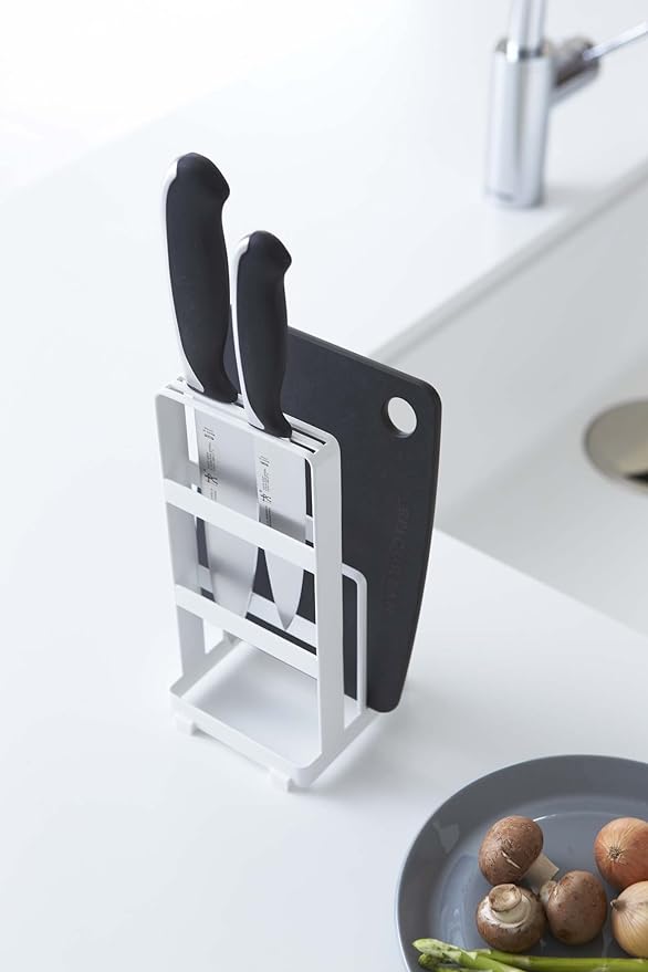 PLATE knife and cutting board stand, white