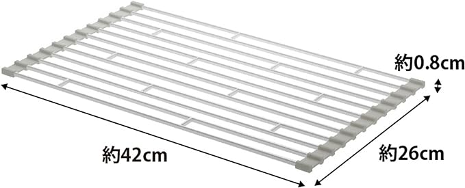 PLATE Folding Dish Drainer, S, White, Kitchen, Rolls up for slim storage