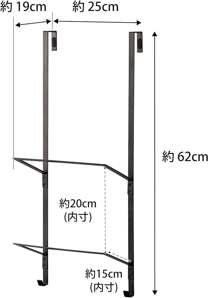 tower フィットネス グッズ 収納 ハンガー ブラック ドアハンガー クローゼット トレーニングマット 収納