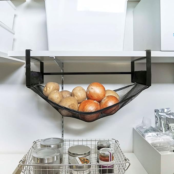 tower Under-shelf vegetable storage net Black Vegetable storage Vegetable storage Hanging shelf Vegetable storage