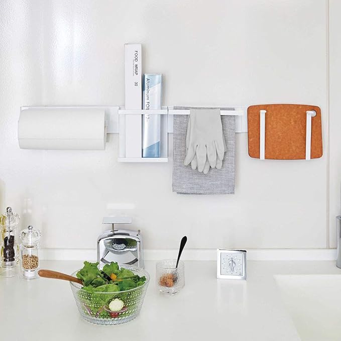 tower Magnetic Kitchen Wall Bar, Wide, White, Wall Storage System Bar, Magnetic Mounting