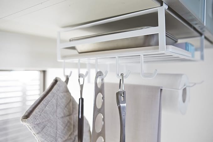 tower Under-cupboard multi-function rack, white, kitchen paper holder, kitchen rack