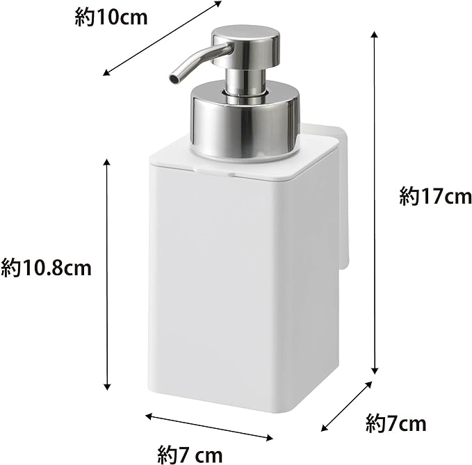 tower film hook dispenser, foam type, white, foam, hand soap, refill bottle, floating storage