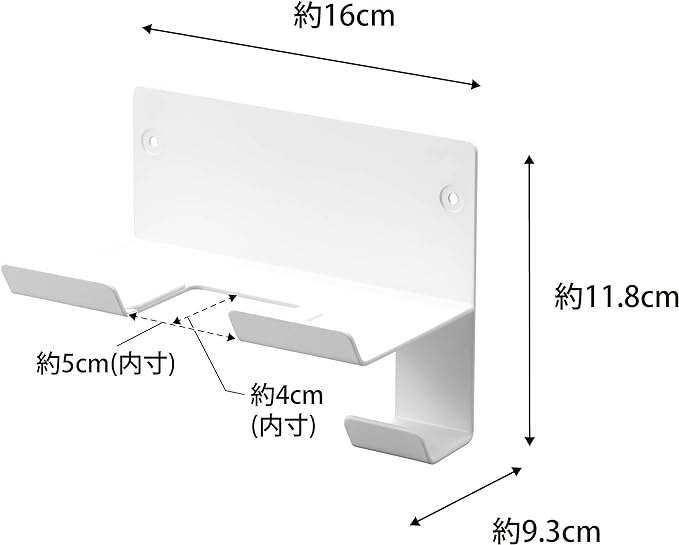 tower 石こうボード壁対応 ウォールドライヤーホルダー ホワイト ドライヤー収納 コードもまとめて収納