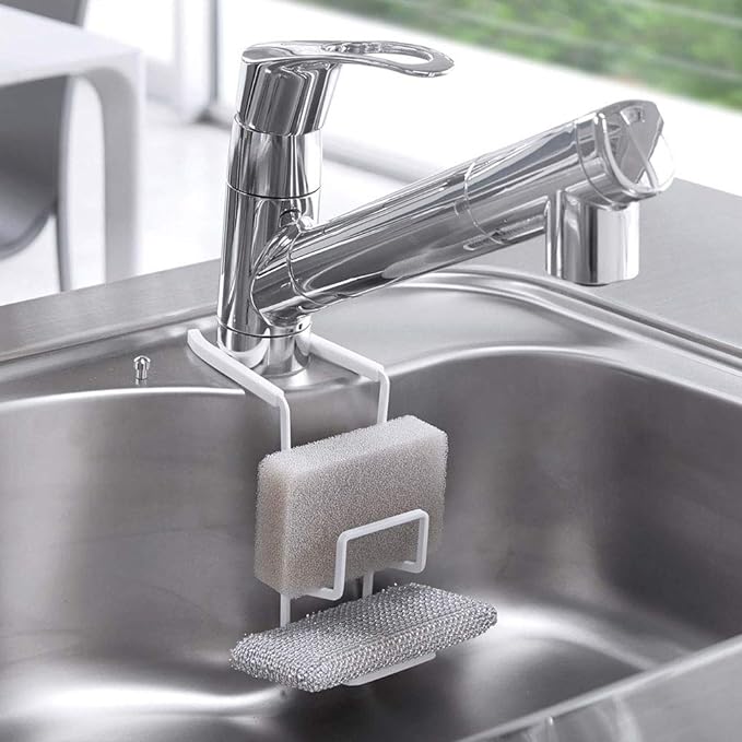 Tower Faucet Sponge Holder Double White