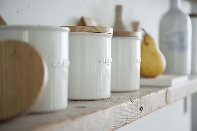 tosca storage container, ceramic canister, salt, white