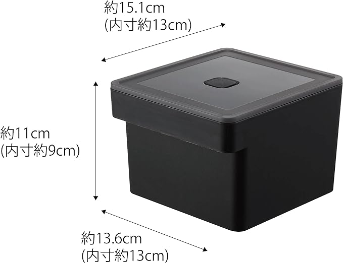 Tower Miso Pack Storage, Airtight Food Container with Handle, Black, with Bubble