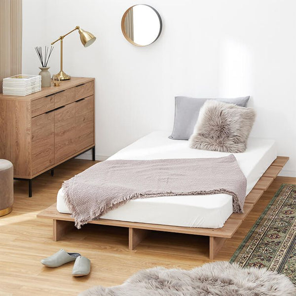 Bed frame, low type, wooden, modern [SD]