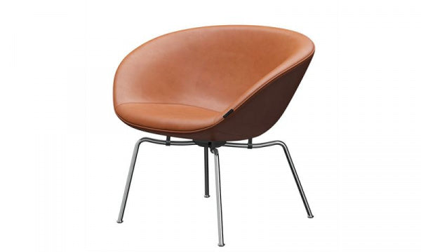 POT Chair, Grace Leather, Walnut, Chrome Legs