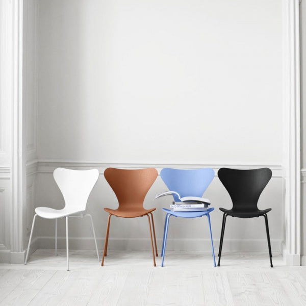 Seven Chair 3107 Colored Ash White with White Legs