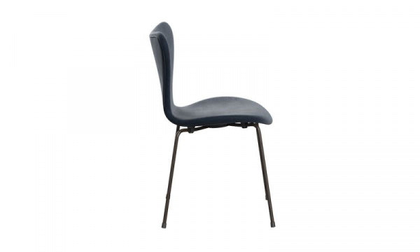 Seven Chair 3107 Fully padded Velvet Belfast 143 Grey-blue Brown-bronze legs
