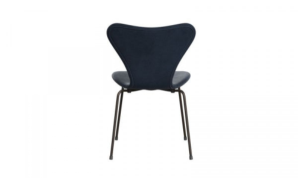 Seven Chair 3107 Fully padded Velvet Belfast 143 Grey-blue Brown-bronze legs