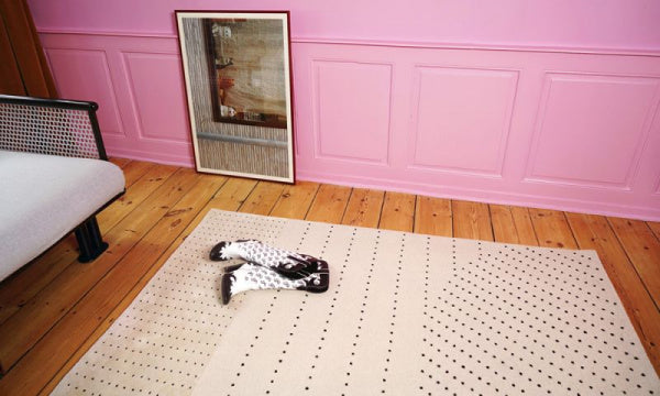 Rug mat, dot, 150 x 190 cm, black x beige