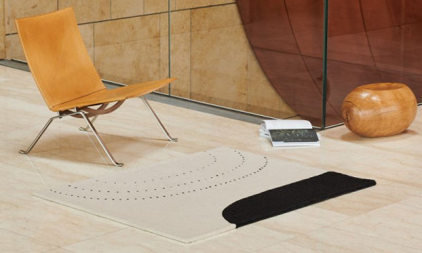 Rug Mat Dot Balance 103 x 130 cm Beige x Black