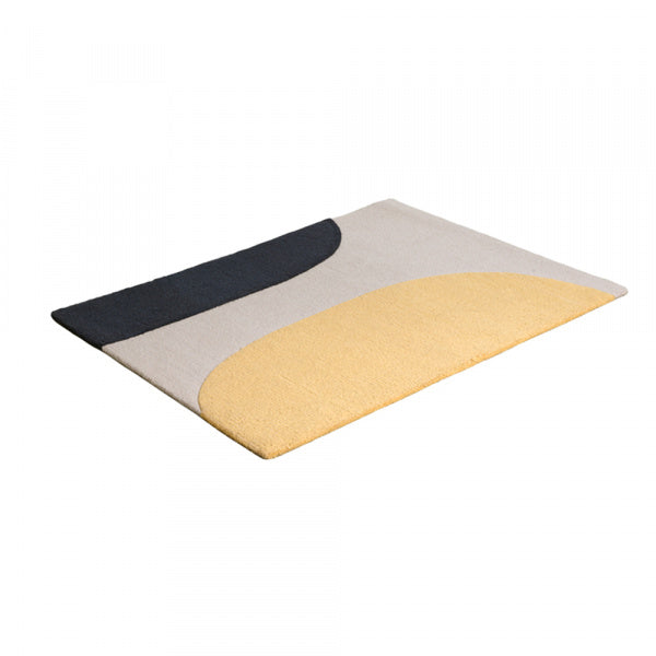 Rug Mat Balance 103 x 130 cm Black x Yellow x Pale Yellow