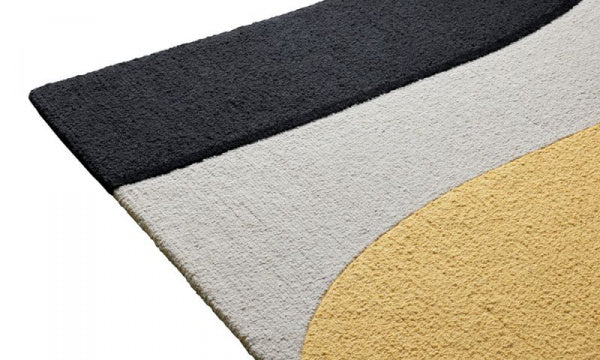 Rug Mat Balance 103 x 130 cm Black x Yellow x Pale Yellow