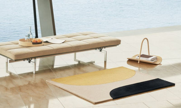 Rug Mat Balance 103 x 130 cm Black x Yellow x Pale Yellow