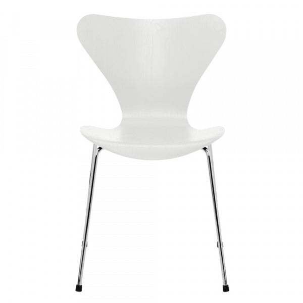 Seven Chair 3107 in Coloured Ash with White Chrome Legs