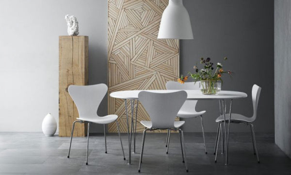 Seven Chair 3107 in Coloured Ash with White Chrome Legs