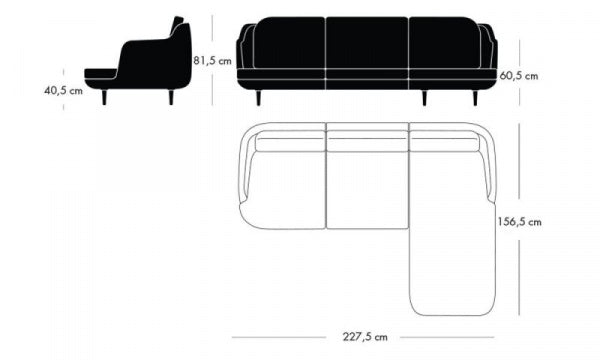 LUNE 3-seater sofa, right chaise longue Linara 2494 30