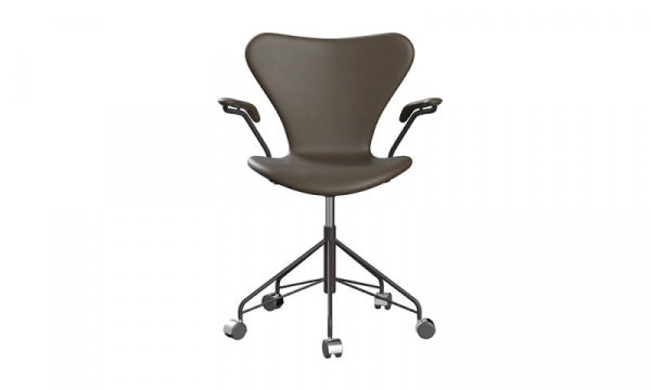 Seven Chair 3217 Fully Upholstered Essential Leather Stone with Arms and Casters