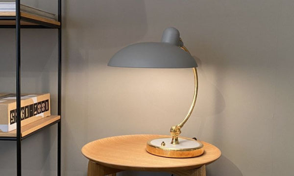 KAISER IDELL 6631-T LUXUS Table Lamp in Easy Gray and Brass