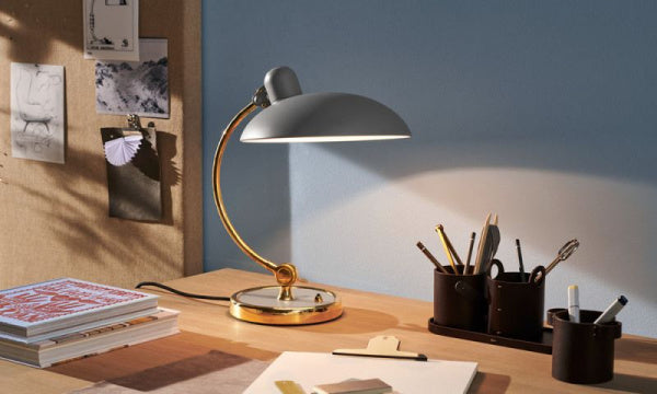 KAISER IDELL 6631-T LUXUS Table Lamp in Easy Gray and Brass