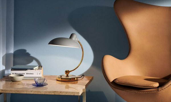 KAISER IDELL 6631-T LUXUS Table Lamp in Easy Gray and Brass