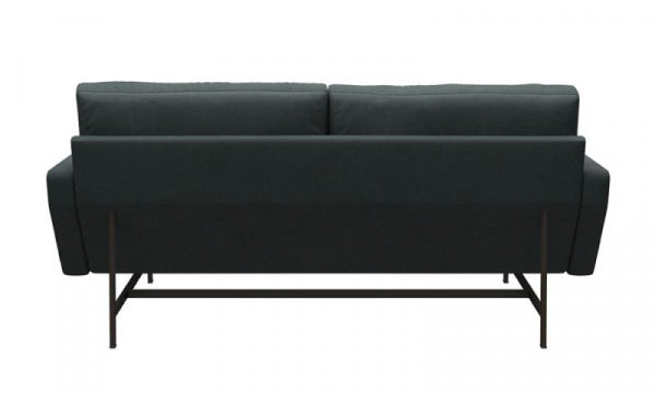 LISSONI SOFA 2-seater PL112S Diablo102 Steel Gray with Brown Bronze Legs