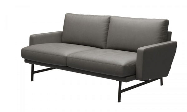 LISSONI SOFA 2-seater PL112S Essential Leather Lava with Brown Bronze Legs