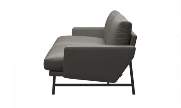LISSONI SOFA 2-seater PL112S Essential Leather Lava with Brown Bronze Legs