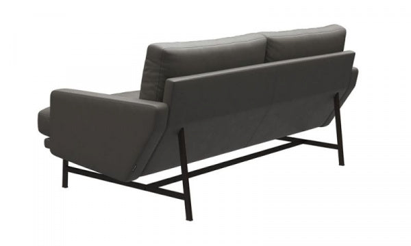 LISSONI SOFA 2-seater PL112S Essential Leather Lava with Brown Bronze Legs
