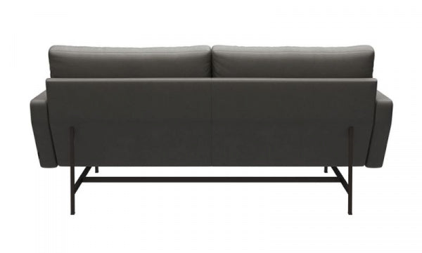 LISSONI SOFA 2-seater PL112S Essential Leather Lava with Brown Bronze Legs