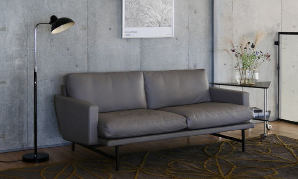 LISSONI SOFA 2-seater PL112S Essential Leather Lava with Brown Bronze Legs