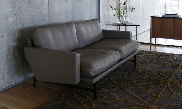 LISSONI SOFA 2-seater PL112S Essential Leather Lava with Brown Bronze Legs