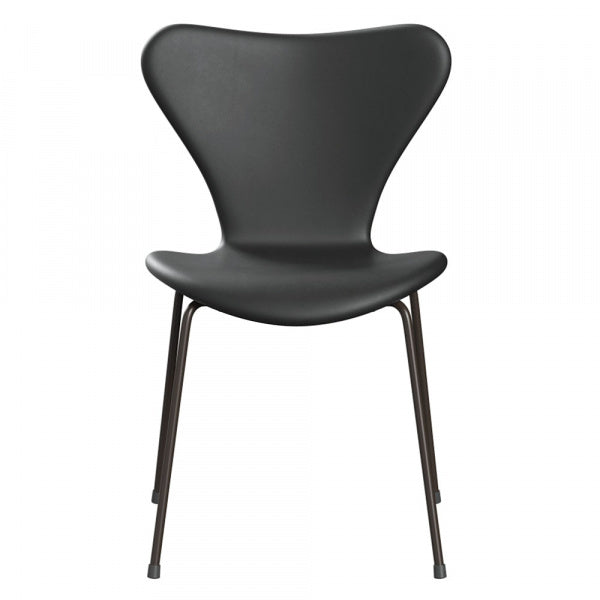 Seven Chair 3107 Fully padded Essential Leather Black with brown bronze legs