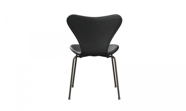 Seven Chair 3107 Fully padded Essential Leather Black with brown bronze legs