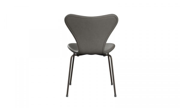 Seven Chair 3107 Fully Upholstered Essential Leather Lava Brown Bronze Legs
