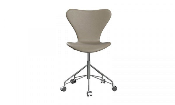 Seven Chair 3117 Fully Upholstered Essential Leather Light Grey with Casters