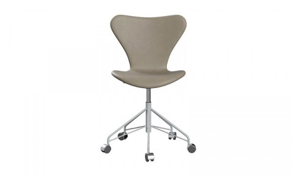 Seven Chair 3117 Fully Upholstered Essential Leather Light Grey with Casters