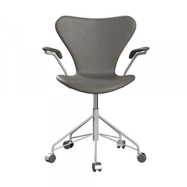 Seven Chair 3217, Fully Upholstered, Essential Leather, Lava, with Arm Casters